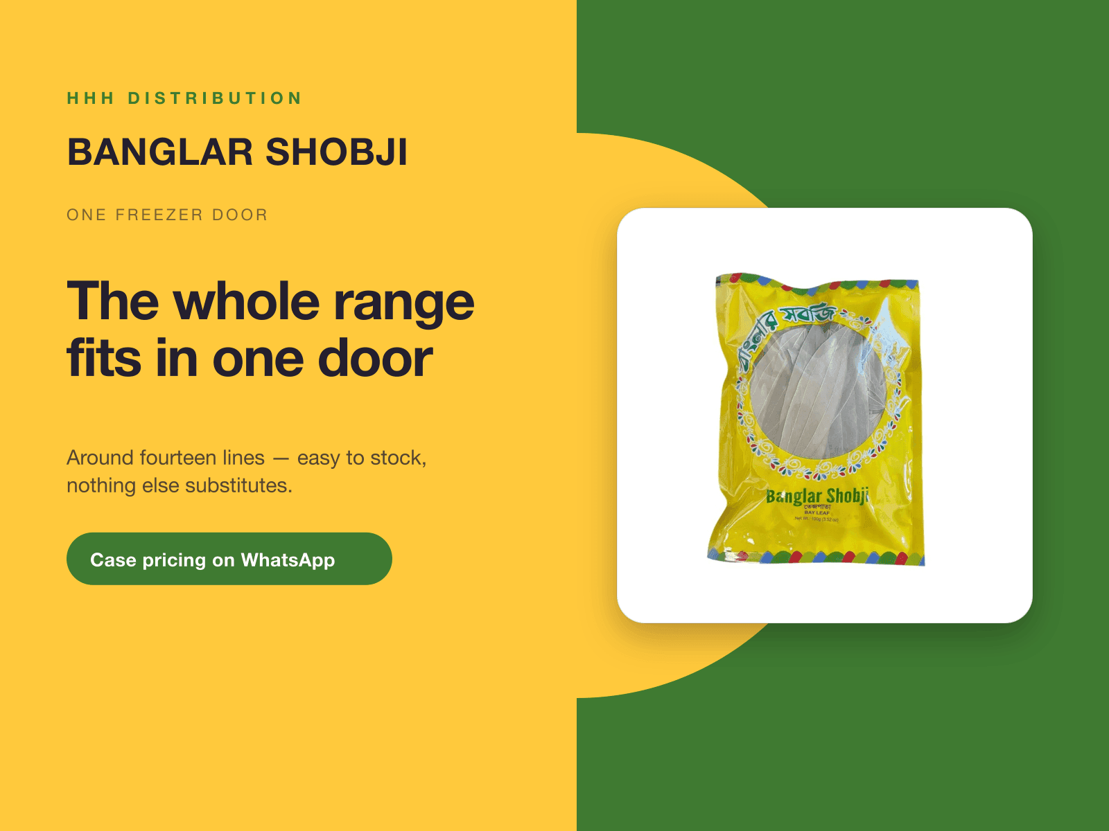 Banglar Shobji frozen produce pack on a wholesale supply banner